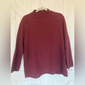 Eileen Fisher cashmere/wool burgundy red mock turtleneck